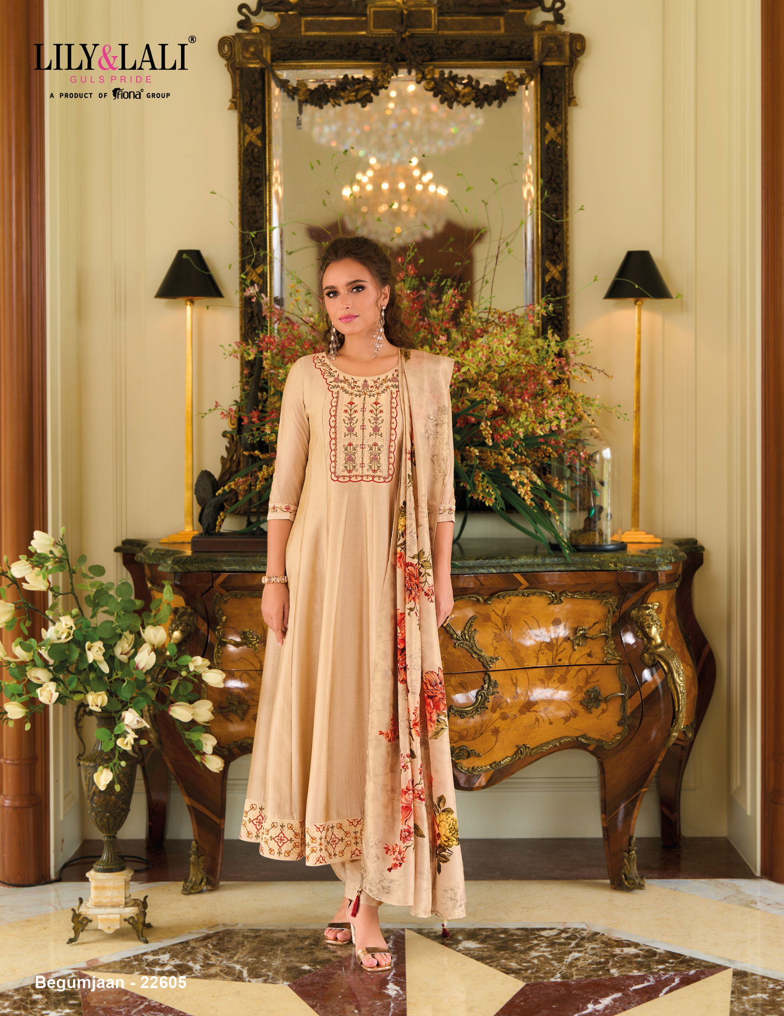 Begum Jaan By Lily And Lali Vichitra Silk Anarkali Kurti With Bottom Dupatta Wholesale Online